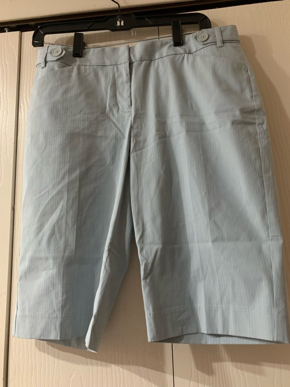 Express Light Blue and White Pinstripe Shorts